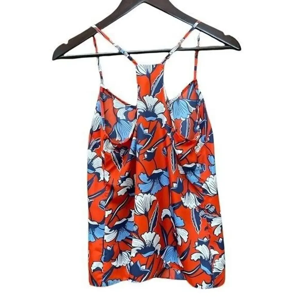 J. Crew Women's‎ Orange Floral Cami Top Size 2 Adjustable Straps Lightweight